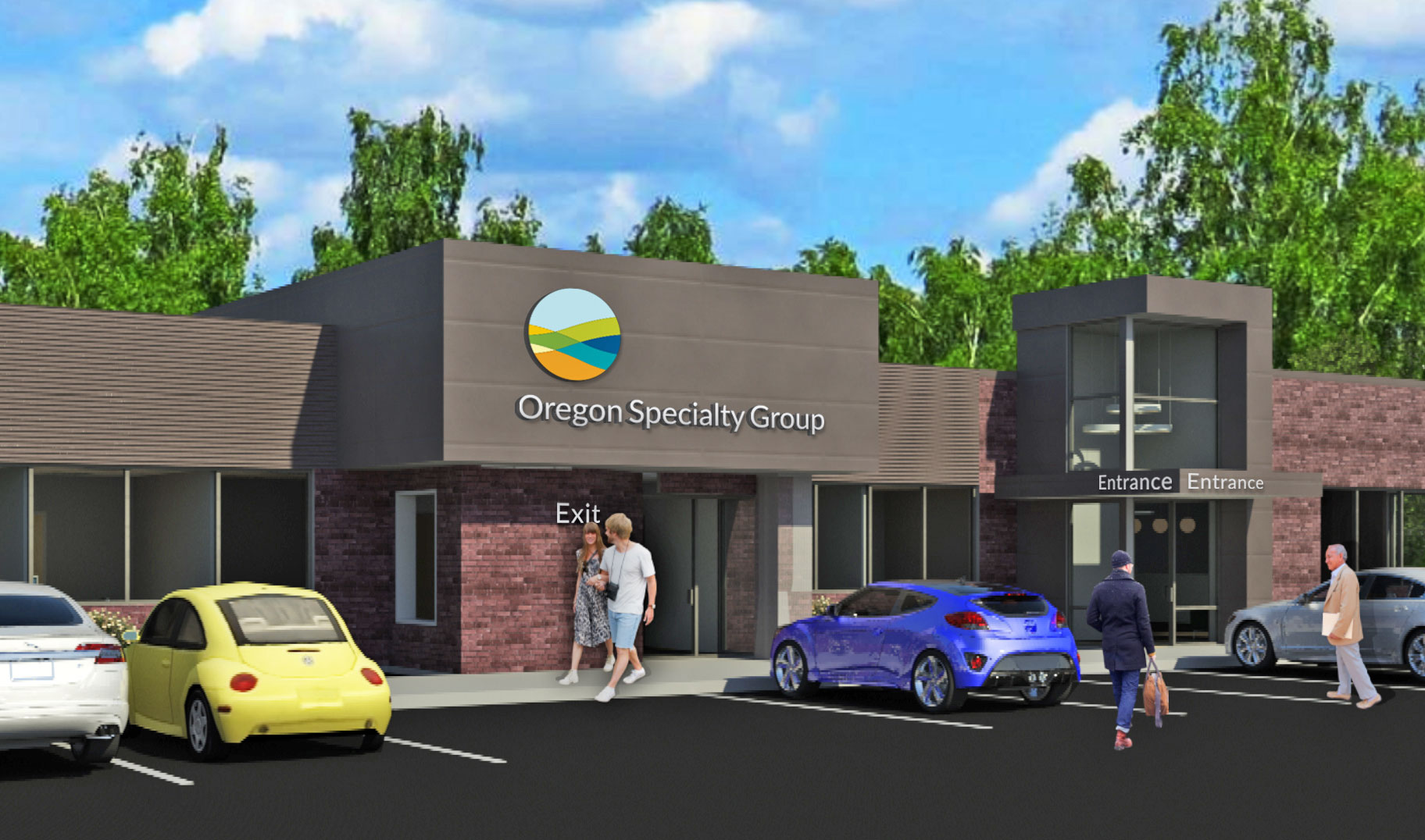 Architect's rendering of the exterior of the new Oregon Specialty Group building on Ryan Drive in Salem, Oregon.